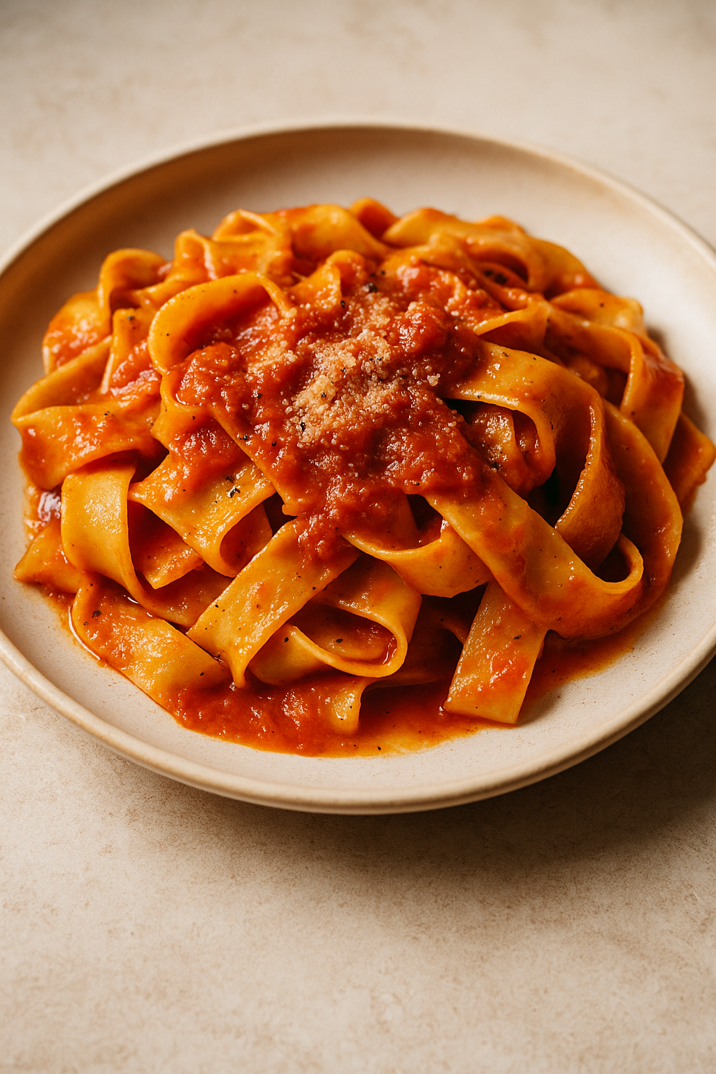 Pappardelle with Homemade Neapolitan Tomato Sauce