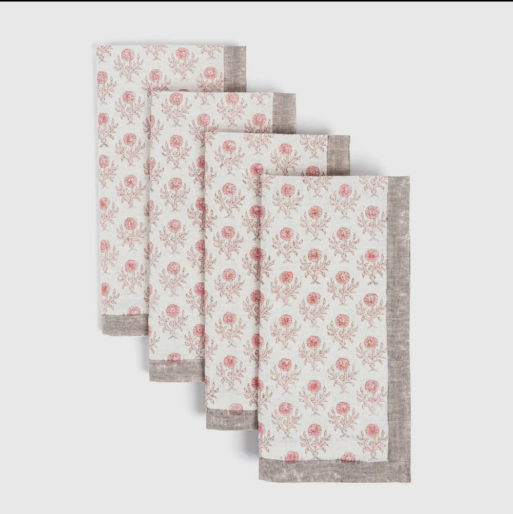 Set of 4 Hand-Blocked Cloth Napkins-Casa Dolce