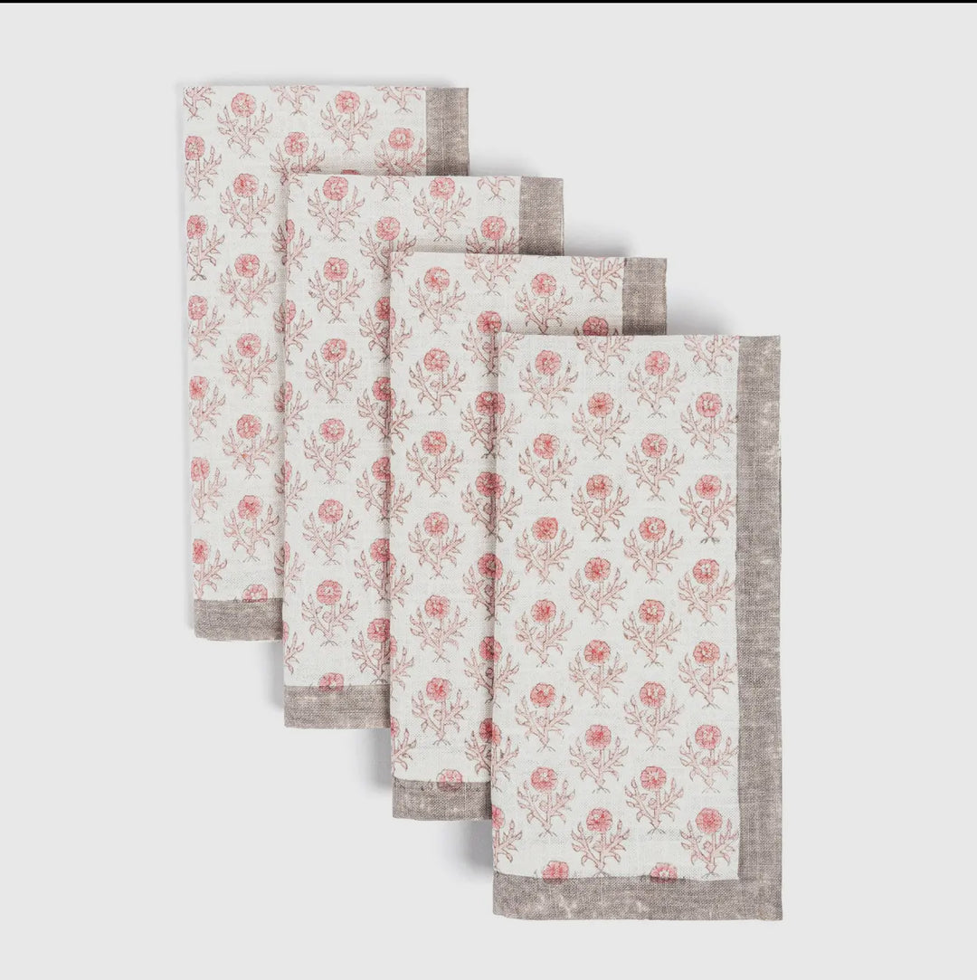 Set of 4 Hand-Blocked Cloth Napkins-Casa Dolce