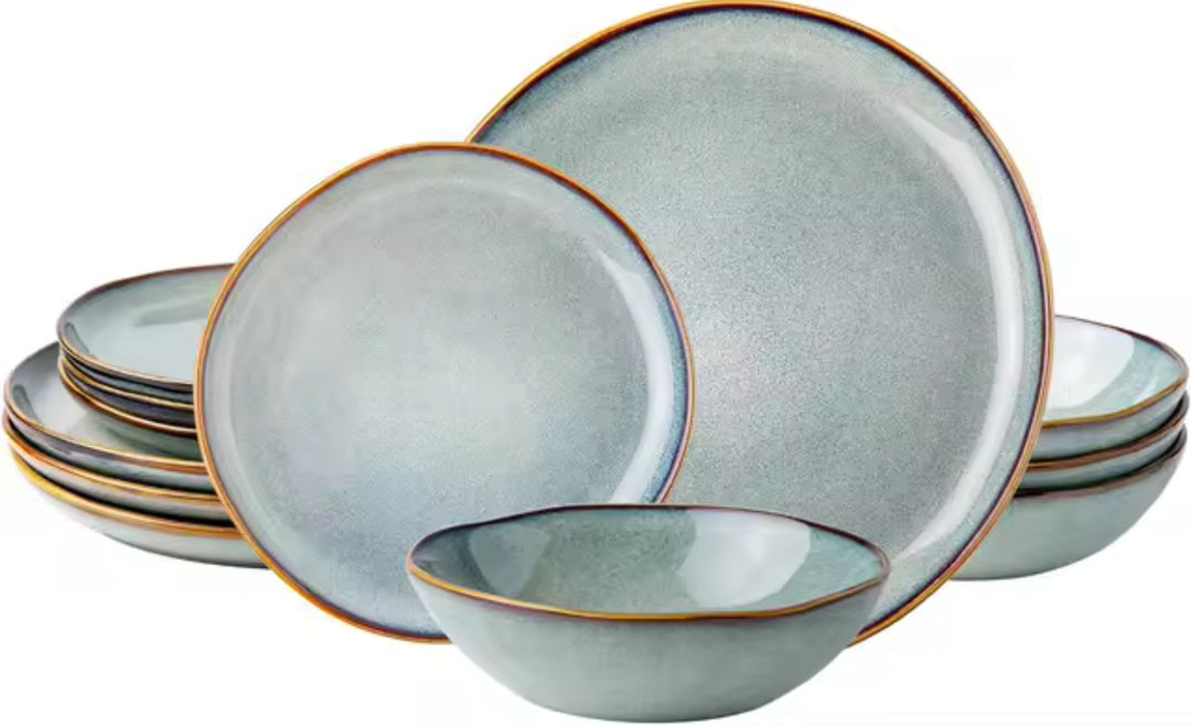Ceramic Dinnerware Sets,Handmade Reactive Glaze Plates and Bowls Sets-Casa Dolce