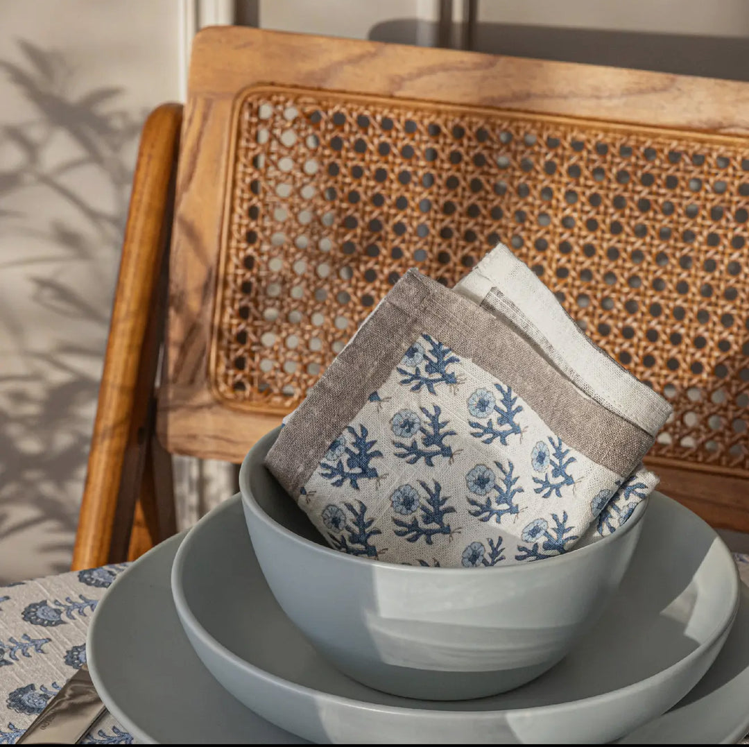 Set of 4 Hand-Blocked Cloth Napkins-Casa Dolce
