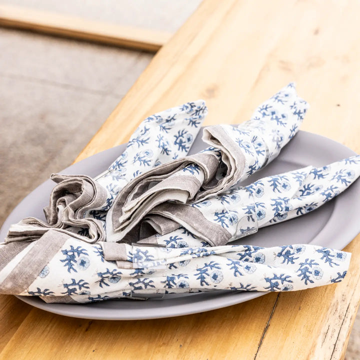 Set of 4 Hand-Blocked Cloth Napkins-Casa Dolce
