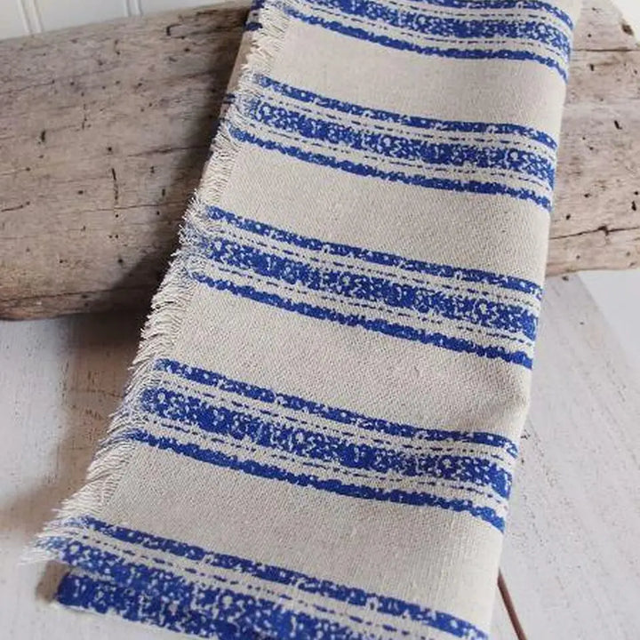 Linen Square Placemats with Fringed Edges Bold Gray Stripes-Casa Dolce