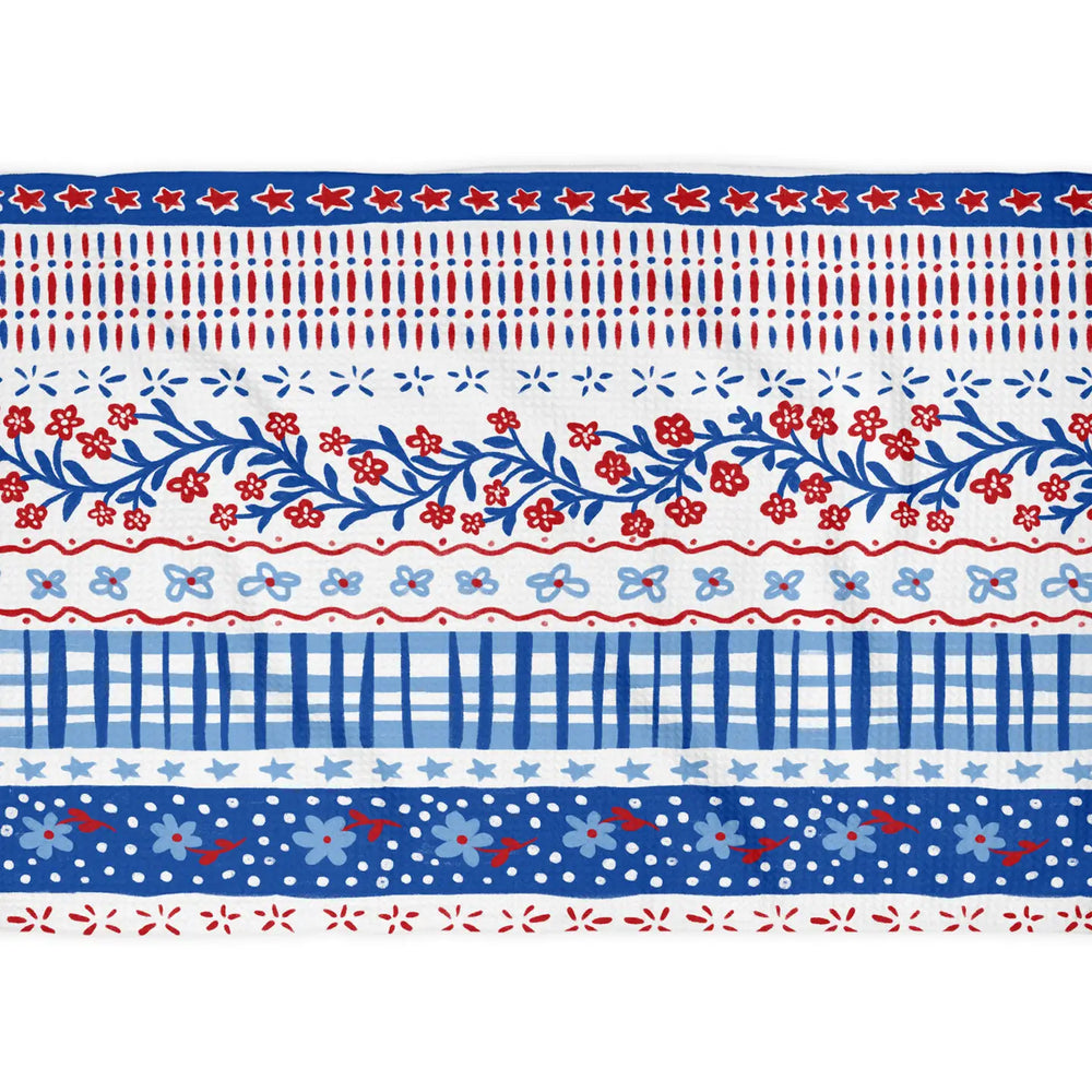 4th July Patriotic Red White Blue Flag Kitchen Towel Waffle-Casa Dolce