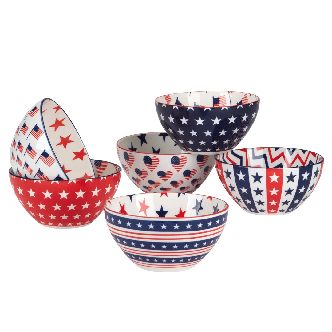 Patriotic Pad Print 5in Bowls Asst.-Casa Dolce