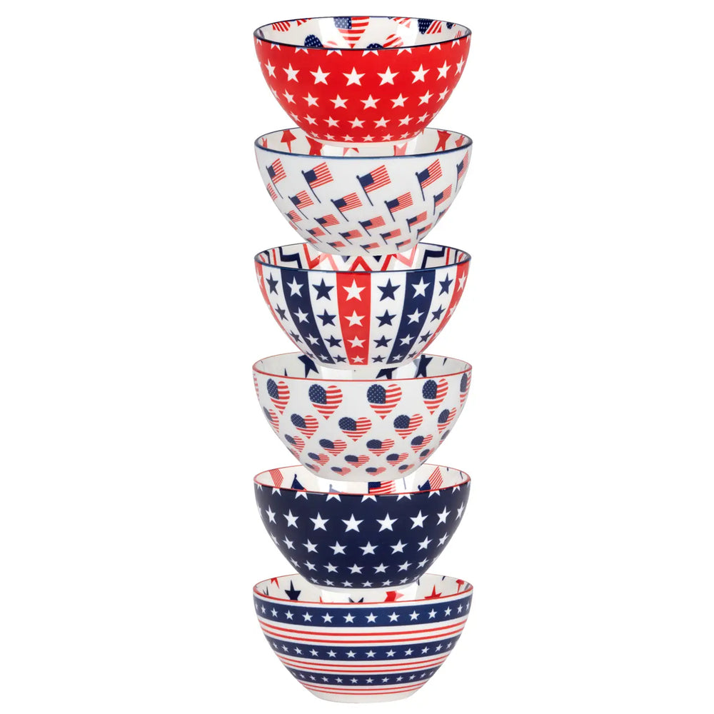 Patriotic Pad Print 5in Bowls Asst.-Casa Dolce