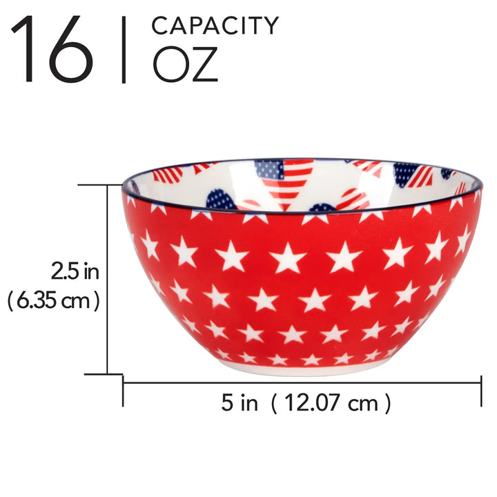 Patriotic Pad Print 5in Bowls Asst.-Casa Dolce
