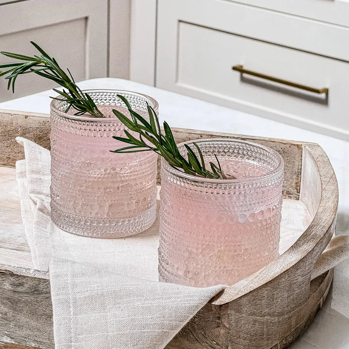 10 oz Textured Beaded Clear Old Fashion Drinking Glasses - WHISKEY SET 6pc-Casa Dolce