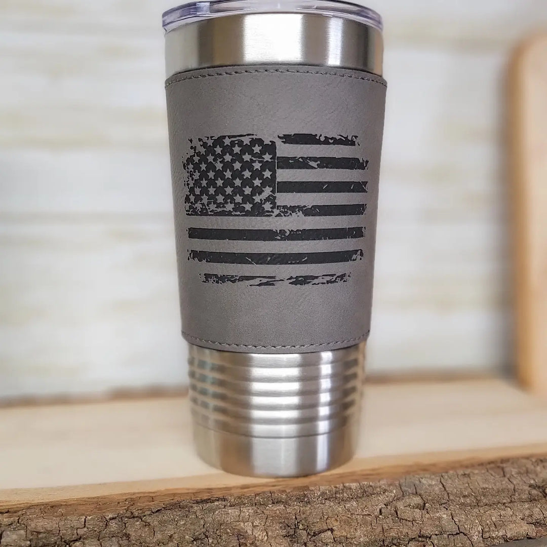 Distressed American Flag Engraved Tumbler 20oz-Casa Dolce