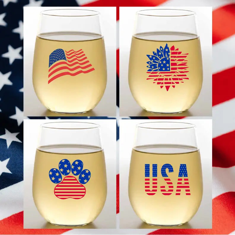 Red, White and Blue Unbreakable Tritan Plastic Wine Glasses-Casa Dolce