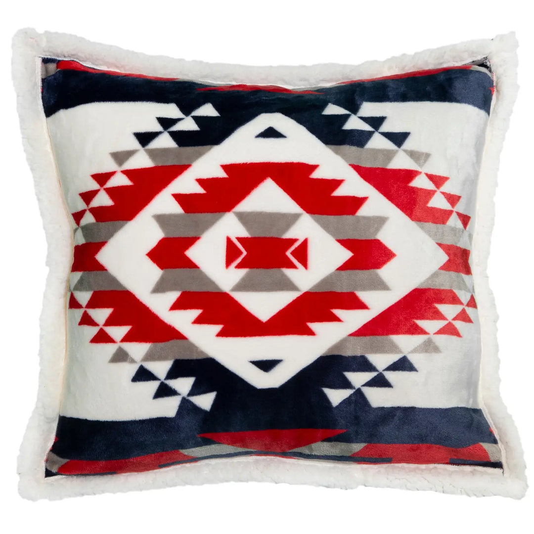 Red, White, and Blue Southwest Plush Sherpa Pillow-Casa Dolce