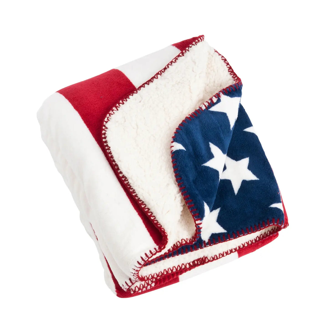 Us Flag Design Sherpa Throw-Casa Dolce