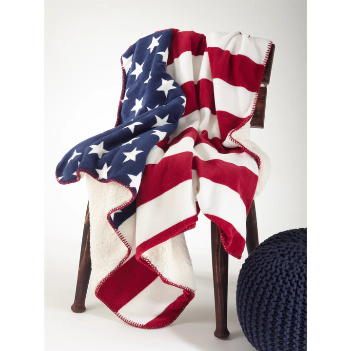 Us Flag Design Sherpa Throw-Casa Dolce
