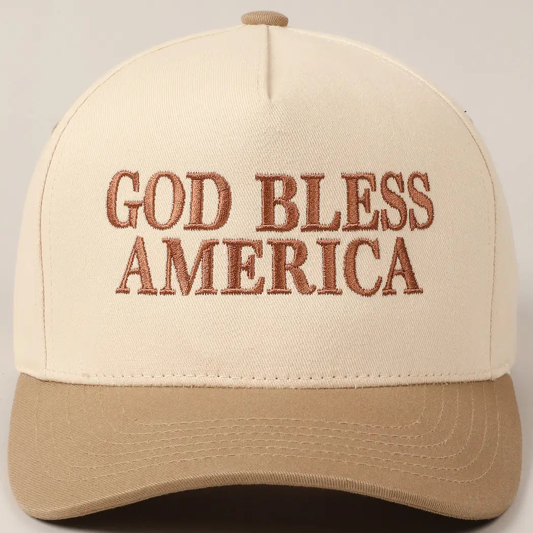 God Bless America Embroidered Two-Tone Canvas Cap-Casa Dolce