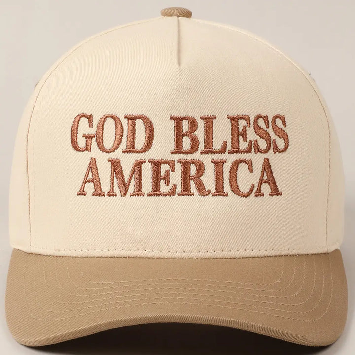 God Bless America Embroidered Two-Tone Canvas Cap-Casa Dolce