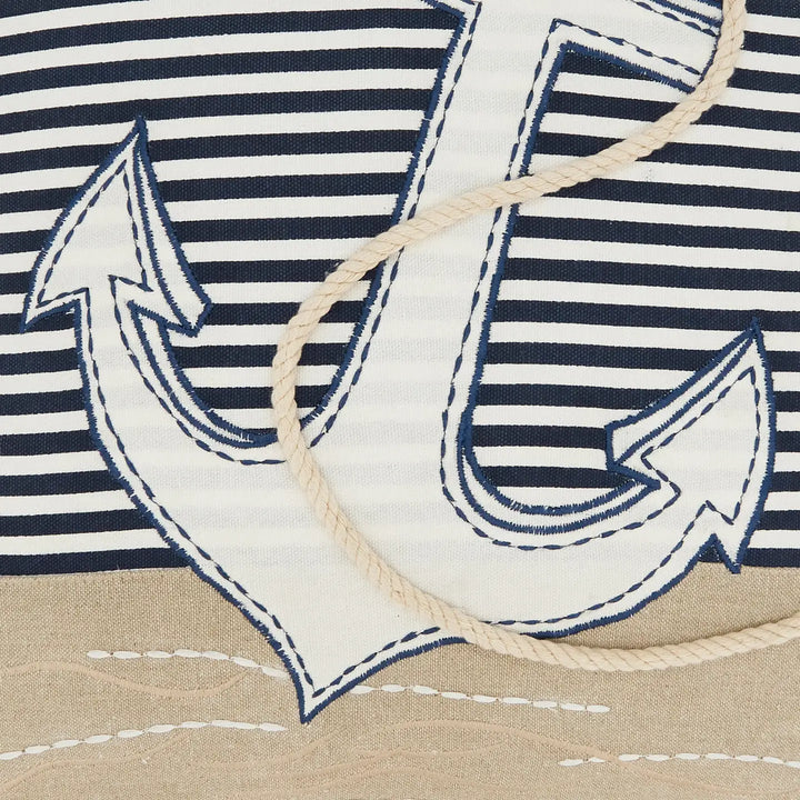 Coastal Embroidered Anchor Pillow-Casa Dolce