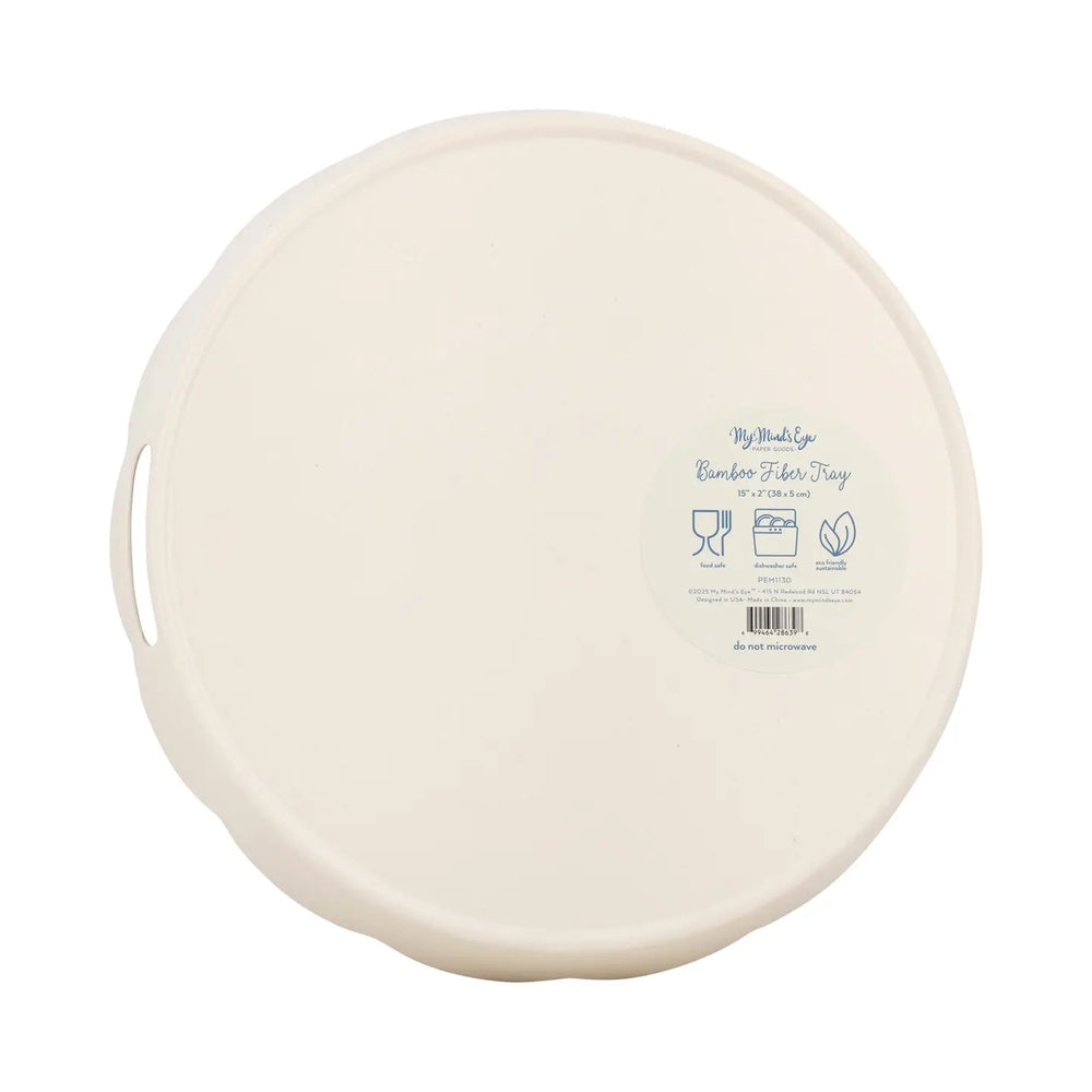 Round Scalloped Floral Bamboo Tray-Casa Dolce