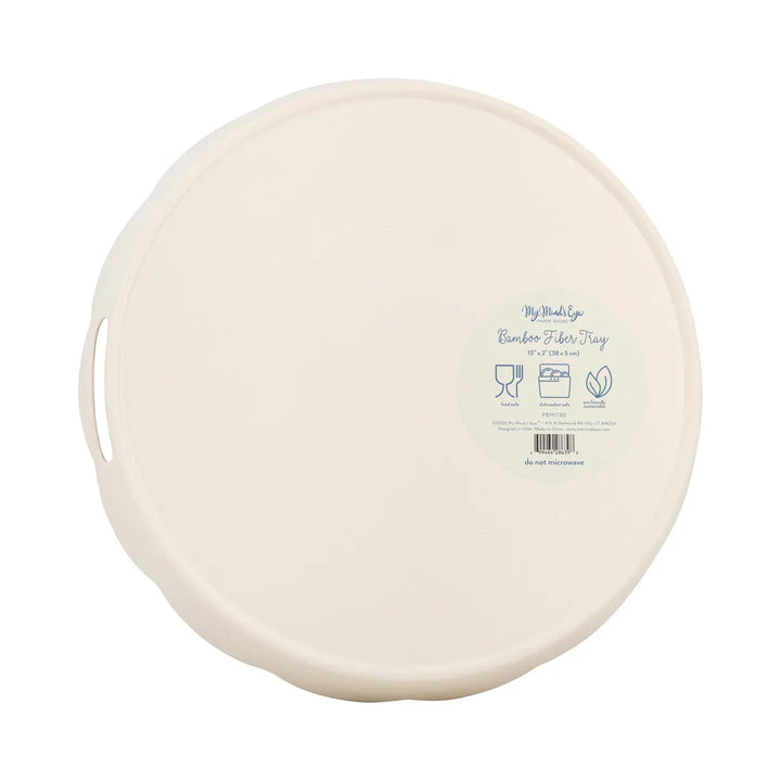 Round Scalloped Floral Bamboo Tray-Casa Dolce