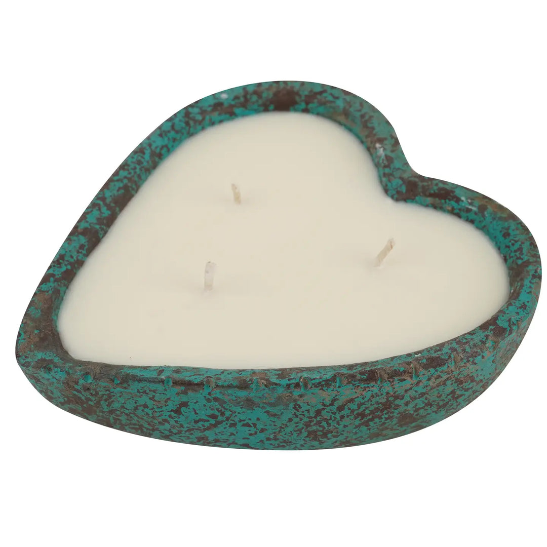 Simple Heart Candle Clay Vessel-Gorgeous-Turquoise-Casa Dolce