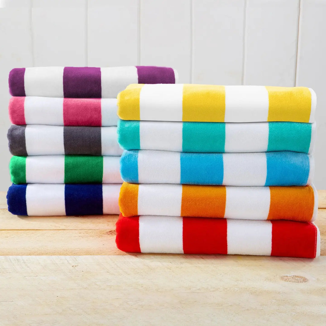 Cotton Velour Cabana Stripe Beach Towel - Novia Collection-Casa Dolce