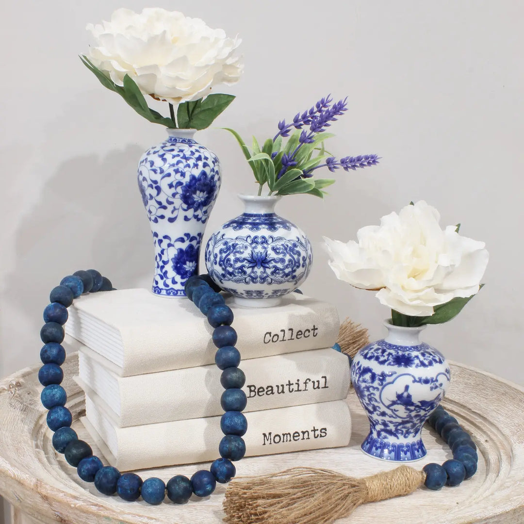 Auldhome Design Blue and White Chinoiserie Vases (Set of 3)-Casa Dolce