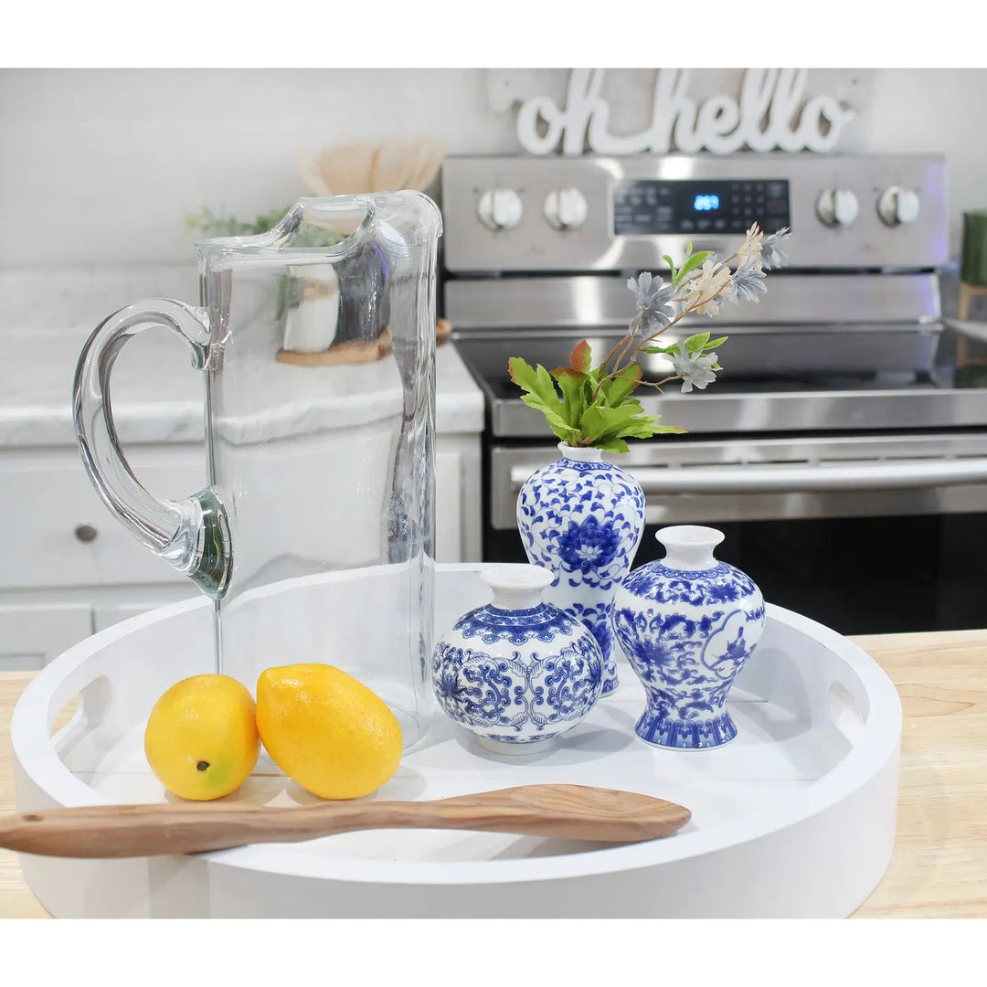 Auldhome Design Blue and White Chinoiserie Vases (Set of 3)-Casa Dolce