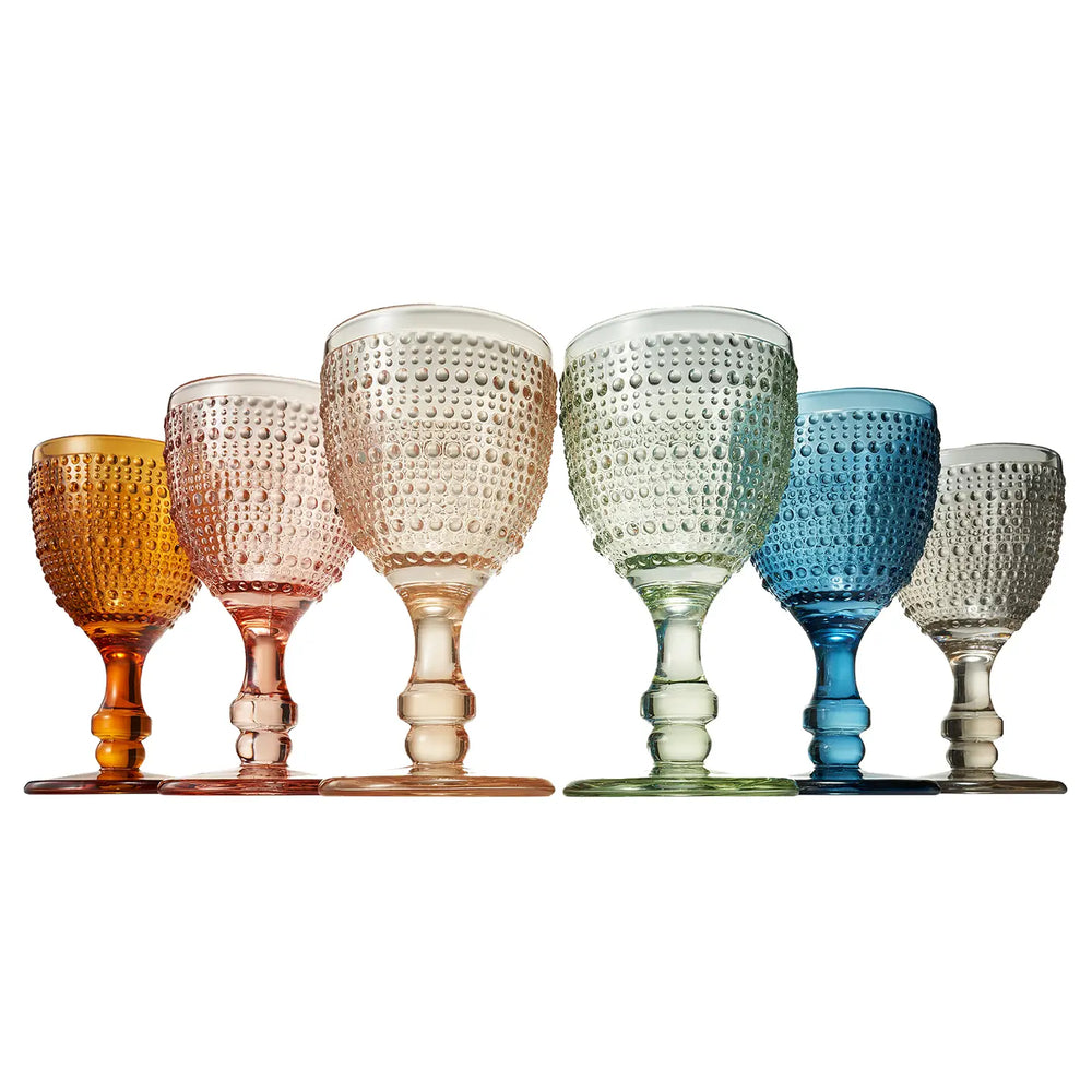 Beaded Goblet Wine Drinking Glasses Set | Set of 6 | 14.8 oz-Casa Dolce