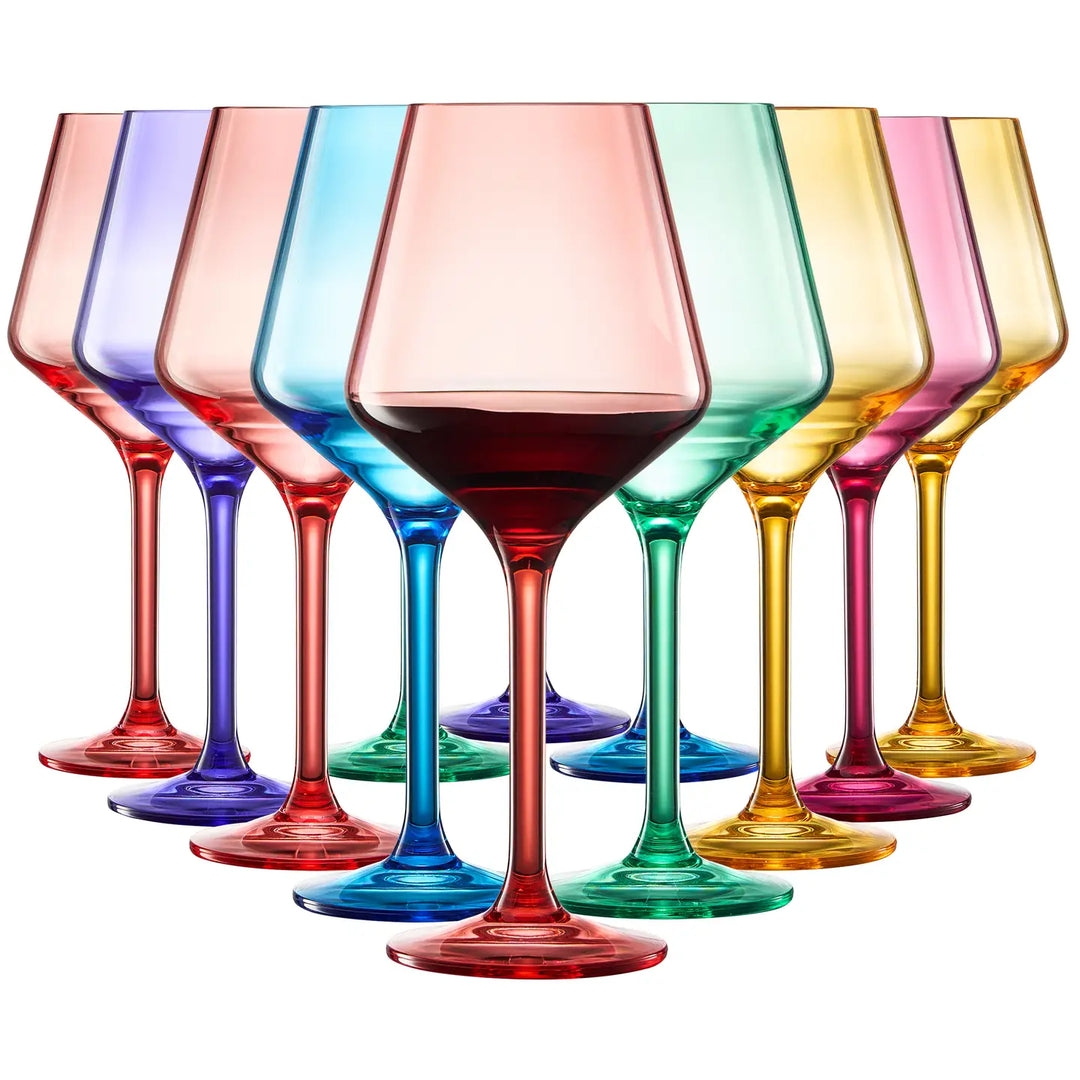 Plastic Acrylic Unbreakable Stemmed Wine Glasses, Set of 12-Casa Dolce
