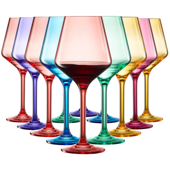 Plastic Acrylic Unbreakable Stemmed Wine Glasses, Set of 12-Casa Dolce