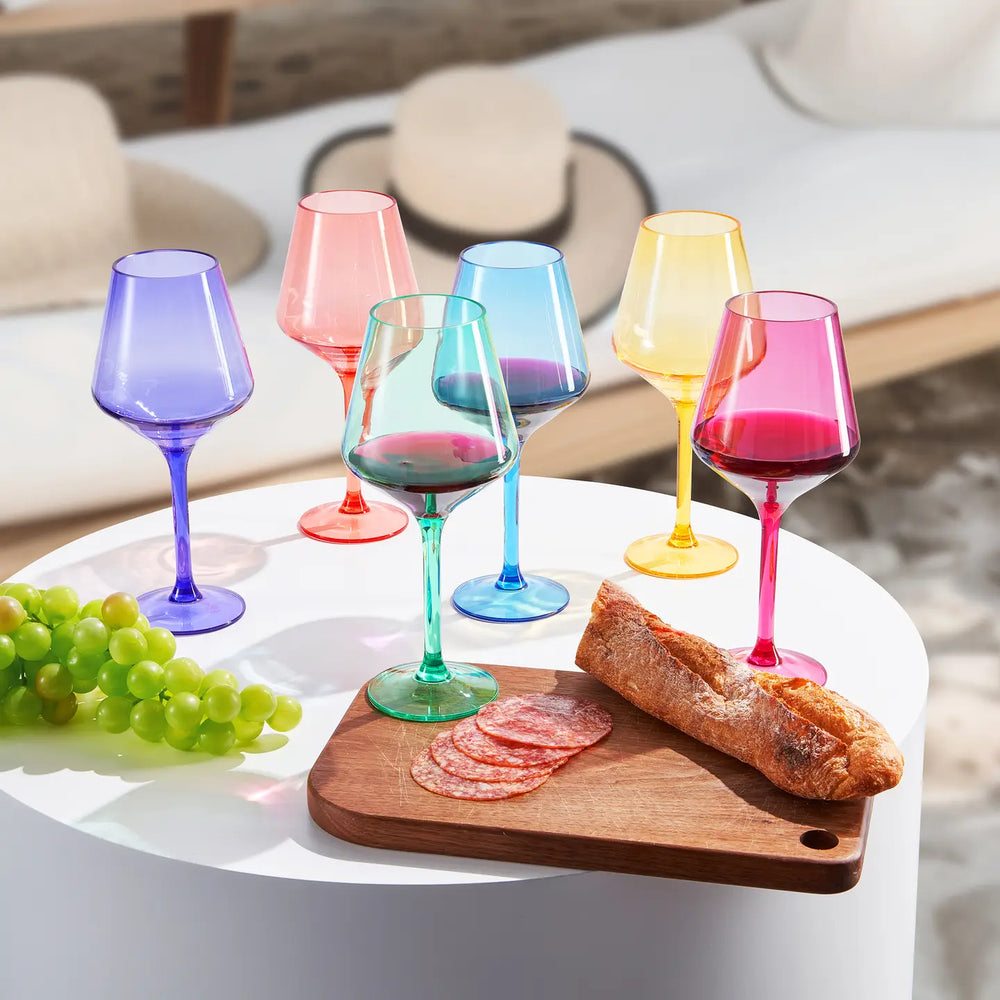 Plastic Acrylic Unbreakable Stemmed Wine Glasses, Set of 12-Casa Dolce