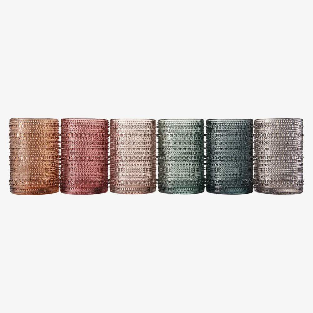 Beaded Hobnail Highball Drinking Glasses | Set of 6 | 14 oz-Casa Dolce