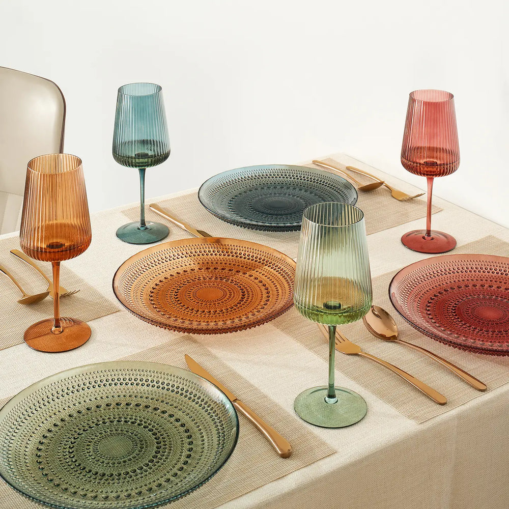 Glass Hobnail Colored Plates | Set of 6 Plate 10.6"D-Casa Dolce