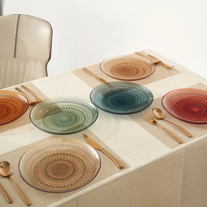 Glass Hobnail Colored Plates | Set of 6 Plate 10.6"D-Casa Dolce