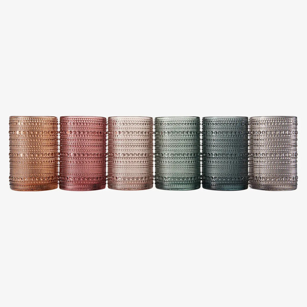 Beaded Hobnail Highball Drinking Glasses | Set of 6 | 14 oz-Casa Dolce