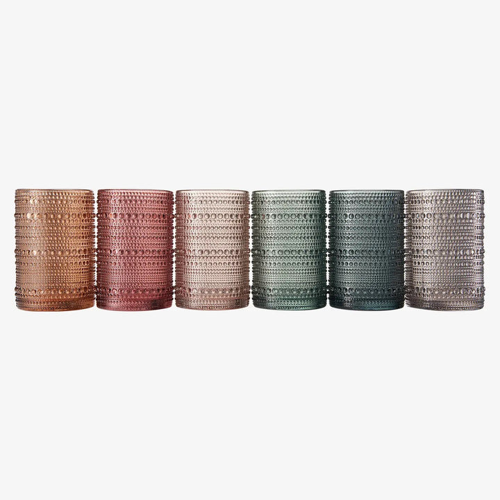 Beaded Hobnail Highball Drinking Glasses | Set of 6 | 14 oz-Casa Dolce