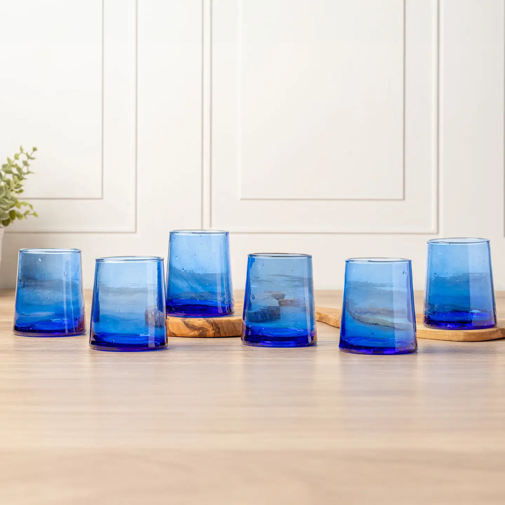 Moroccan Cone Glassware Small - Blue (Set of 6)-Casa Dolce