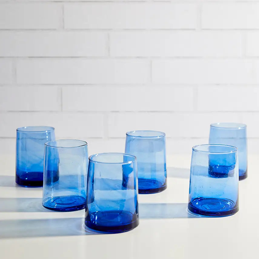 Moroccan Cone Glassware Small - Blue (Set of 6)-Casa Dolce