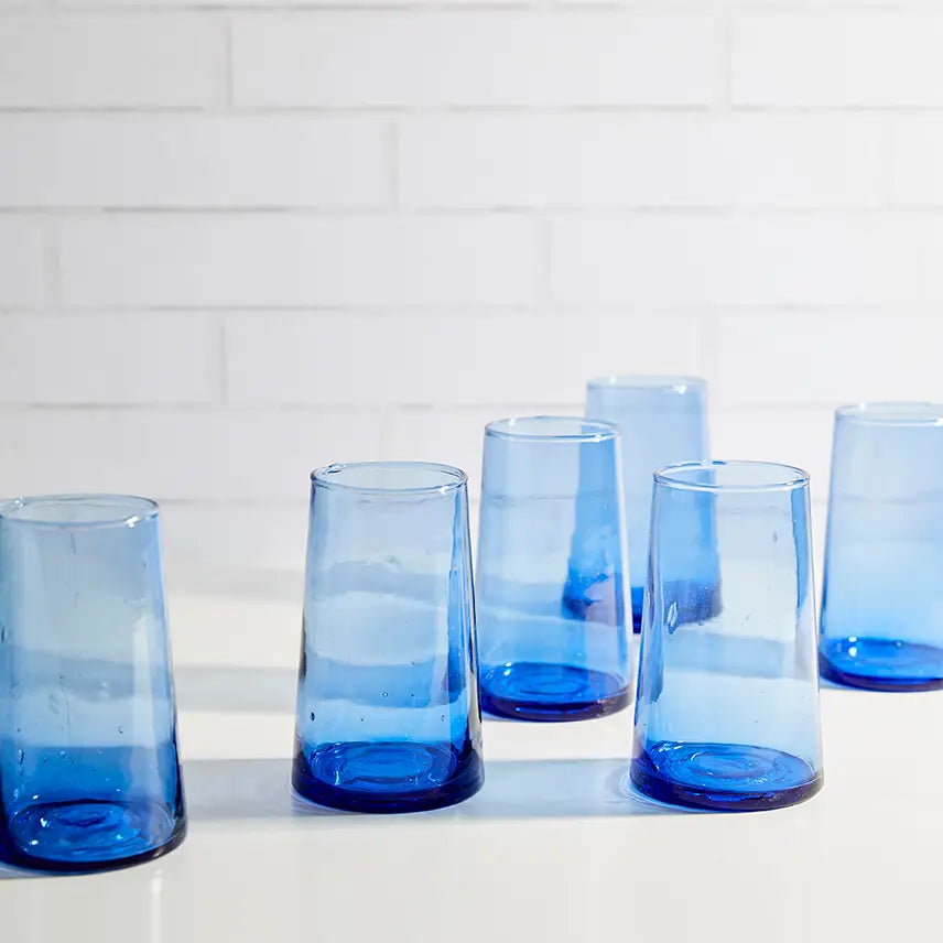 Moroccan Cone Glassware Large - Blue (Set of 6)-Casa Dolce