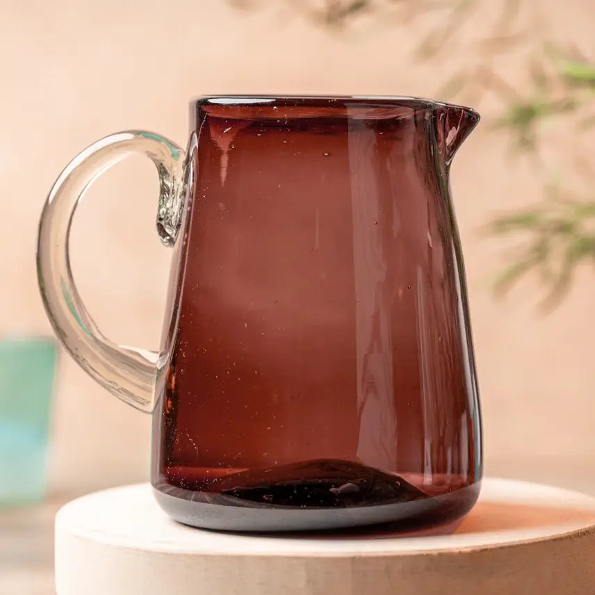 Handblown Glass Pitcher - Tamarind-Casa Dolce