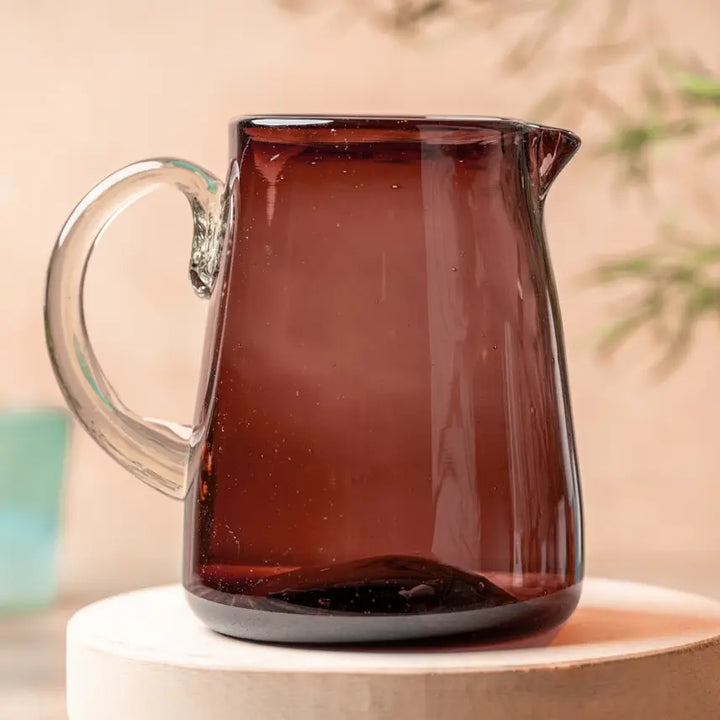 Handblown Glass Pitcher - Tamarind-Casa Dolce
