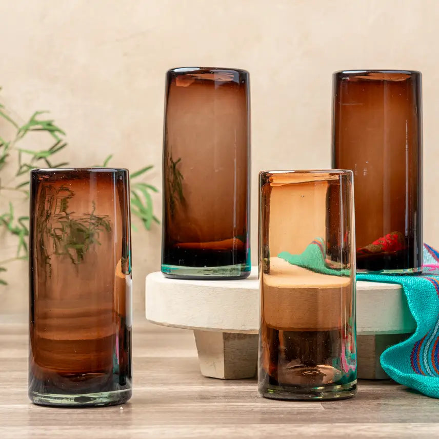 Handblown Mexican Highball Glasses - Tamarind (Set of 6)-Casa Dolce