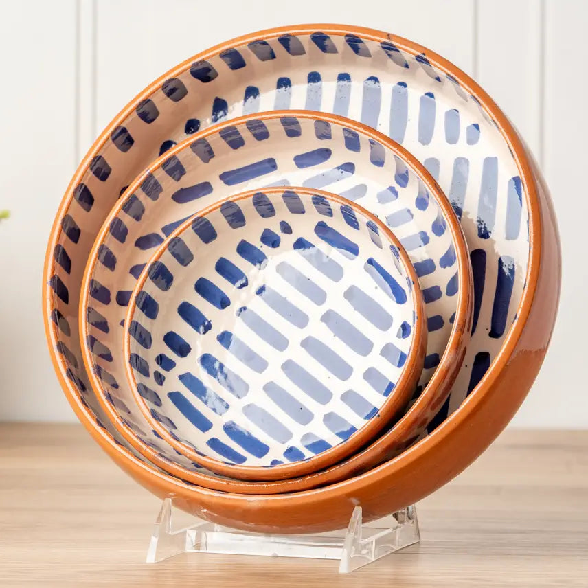 Moroccan Nesting Dish Set - Blue Stripe-Casa Dolce