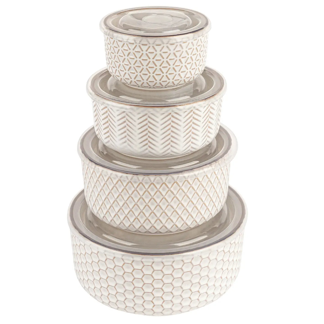 Kook Ceramic Nesting Bowls with Lids, Set of 4-Casa Dolce