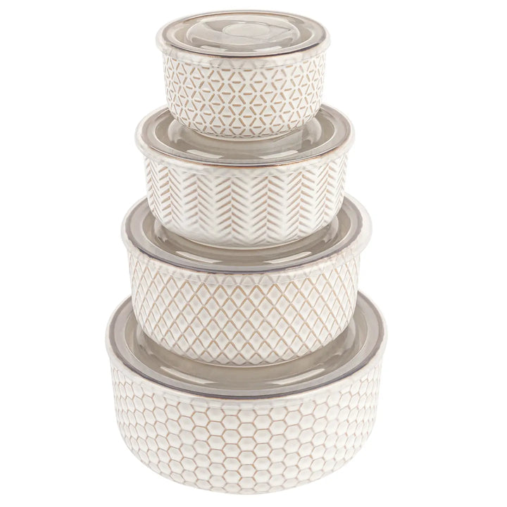 Kook Ceramic Nesting Bowls with Lids, Set of 4-Casa Dolce