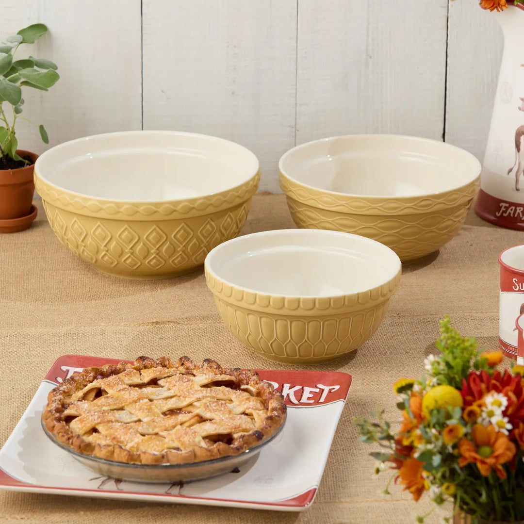 Vintage Farm Stoneware Set of 3 Mixing Bowl 2,3,4.25 Qt-Casa Dolce