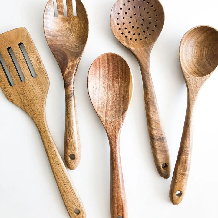 Natural Acacia Wood Kitchen Utensil Set-Casa Dolce