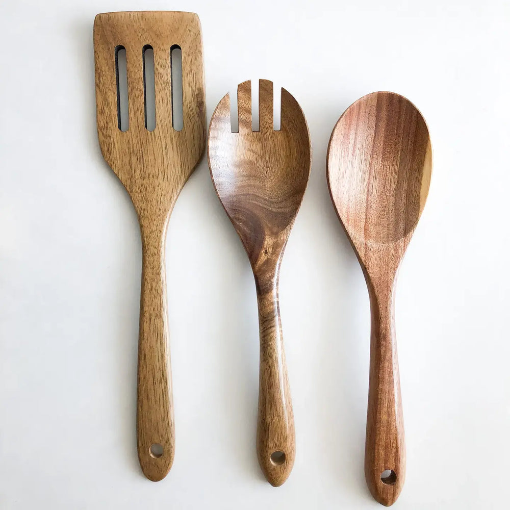 Natural Acacia Wood Kitchen Utensil Set-Casa Dolce