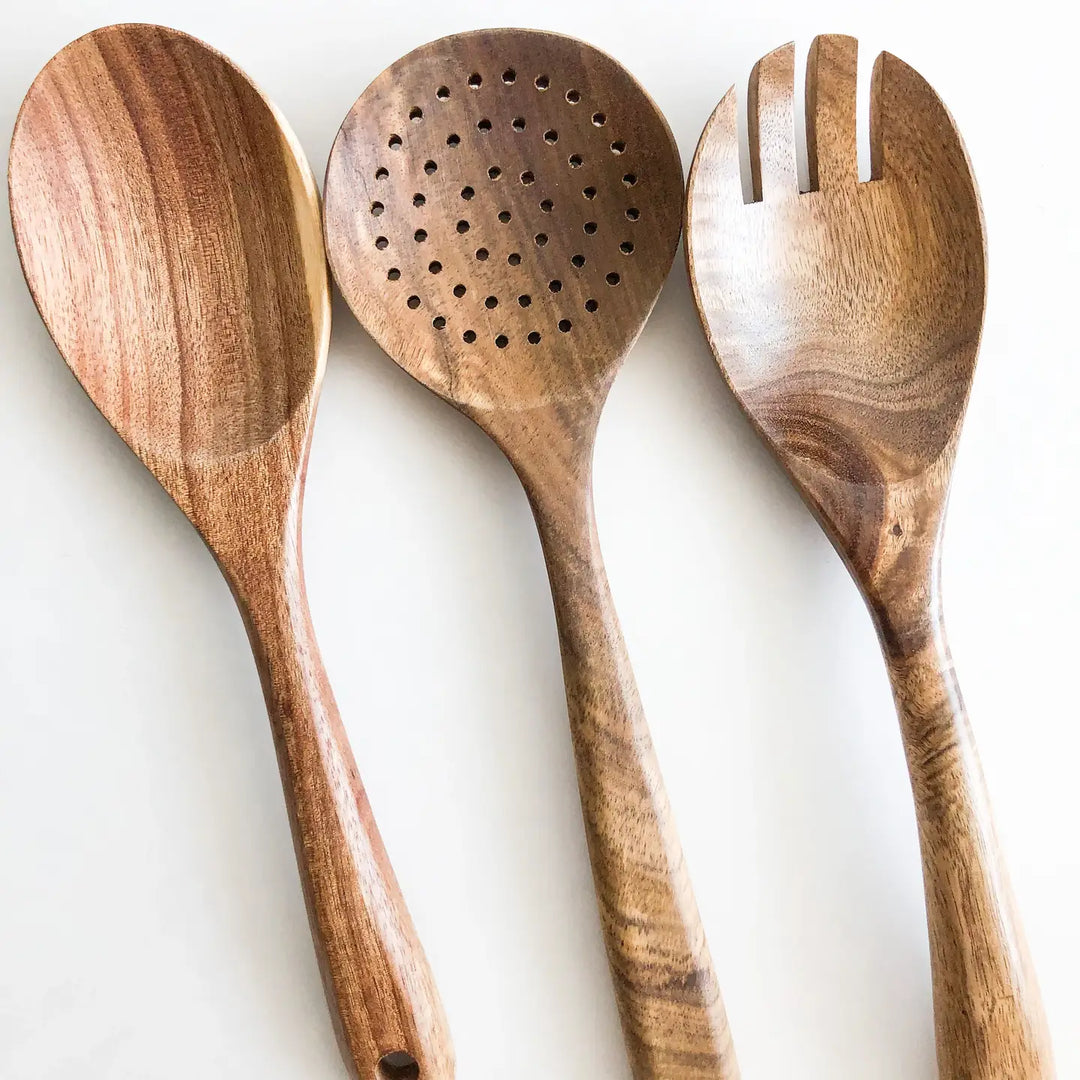 Natural Acacia Wood Kitchen Utensil Set-Casa Dolce