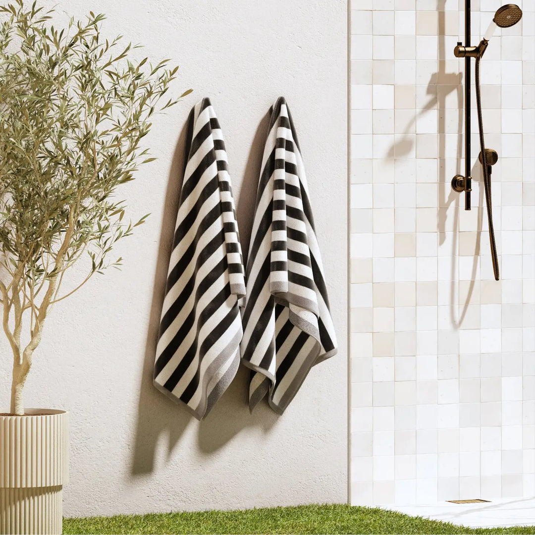 Oversized Striped Border Cabana Beach Towel - Santa Cruz (2 Pack - 35"x70")-Casa Dolce