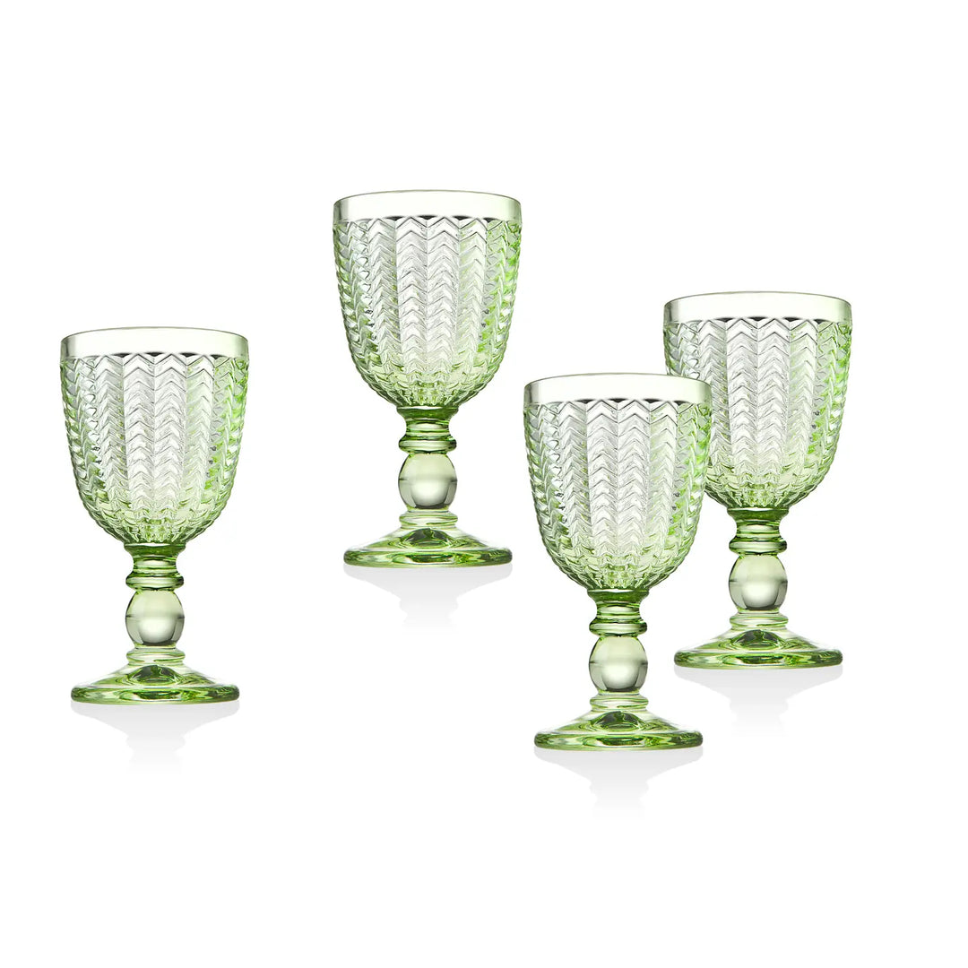 Godinger Set of Four Twill Green Goblets-Casa Dolce
